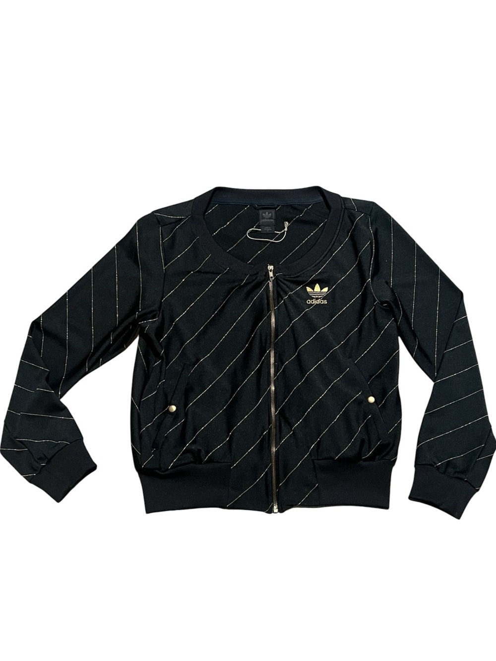 Rare Y2K Adidas Black & Gold Pinstripe Track Jacket